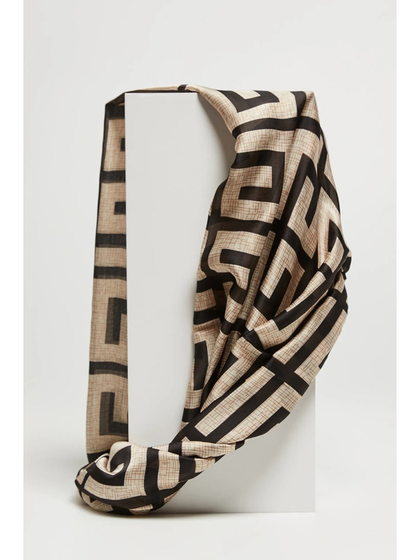 Moodo Béžovo-čierny dámsky vzorovaný šál Moodo