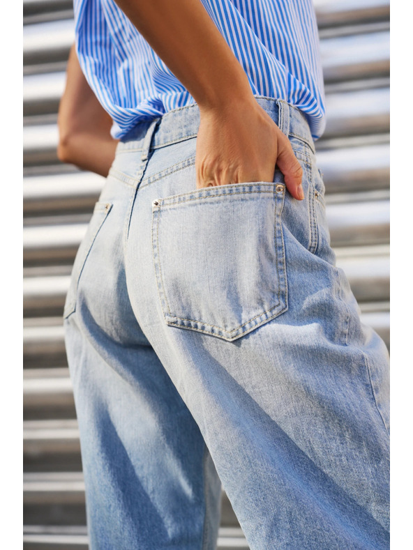 Moodo Modré dámske roztrhané džínsy Moodo