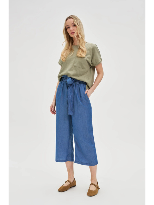 Moodo Modré dámske voľné nohavice Moodo