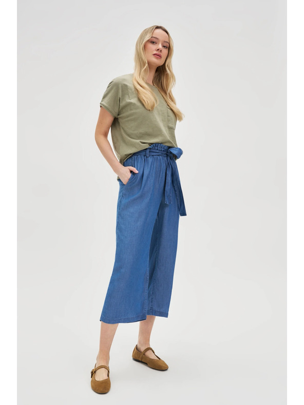 Moodo Modré dámske voľné nohavice Moodo