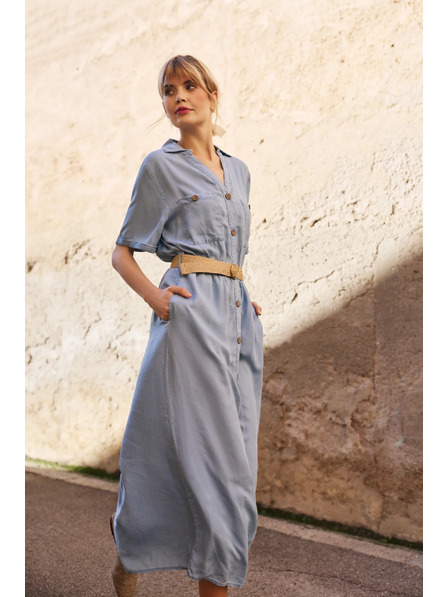 Moodo Modré dámske košeľové šaty Moodo