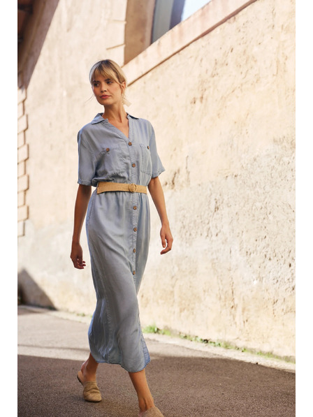 Moodo Modré dámske košeľové šaty Moodo