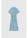 Moodo Modré dámske košeľové šaty Moodo