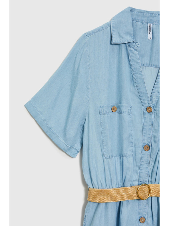 Moodo Modré dámske košeľové šaty Moodo