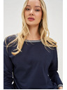 Moodo Tmavo modré dámske tričko s dlhým rukávom Moodo