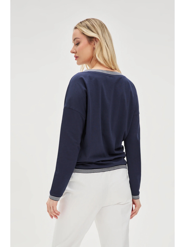 Moodo Tmavo modré dámske tričko s dlhým rukávom Moodo