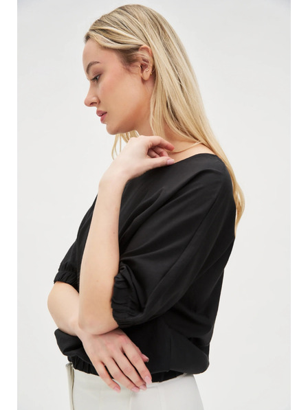 Moodo Čierne dámske bavlnené tričko Moodo