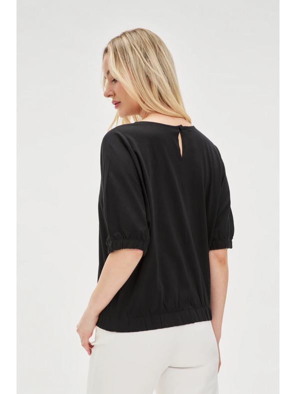 Moodo Čierne dámske bavlnené tričko Moodo