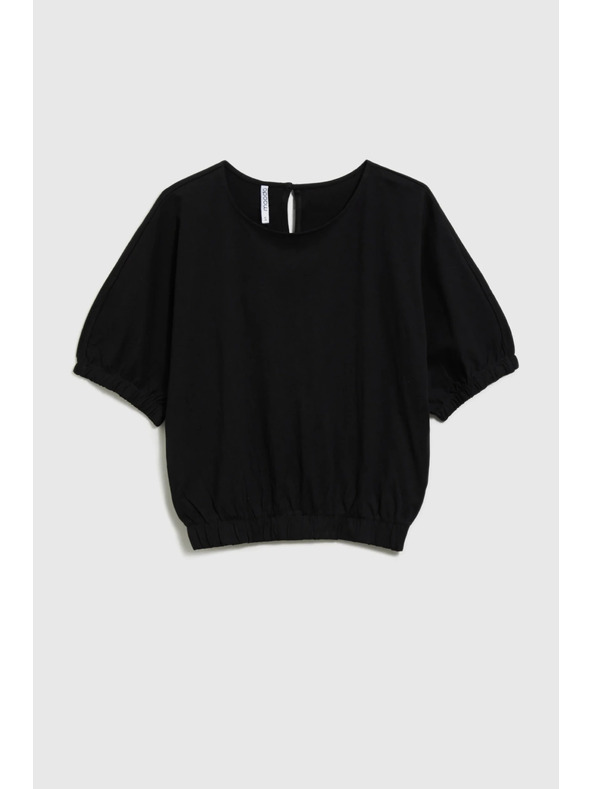 Moodo Čierne dámske bavlnené tričko Moodo