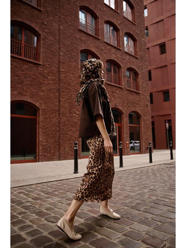 Moodo Dámska leopardia sukňa Moodo – hnedá