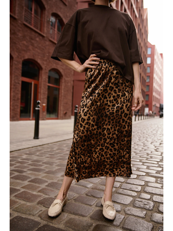Moodo Dámska leopardia sukňa Moodo – hnedá