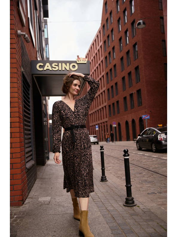 Moodo Hnedé vzorované šaty Moodo