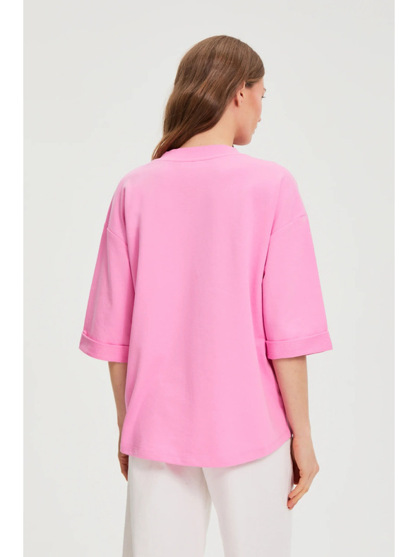 Moodo Halenka s výstrihom do V ružová Moodo