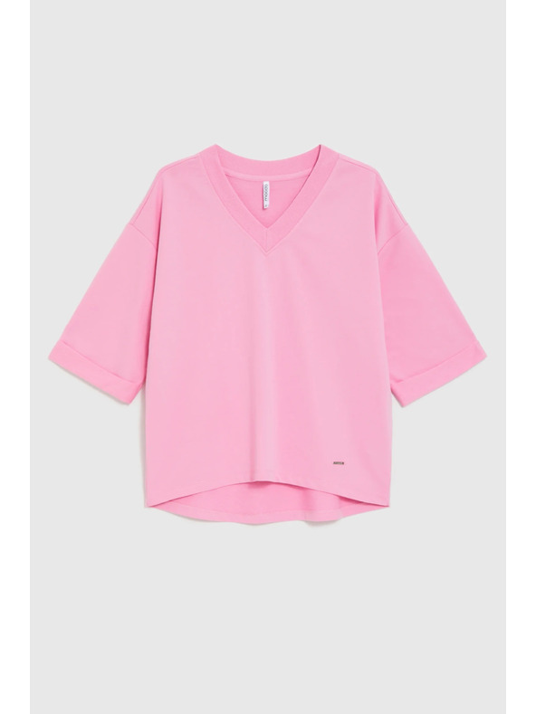 Moodo Halenka s výstrihom do V ružová Moodo