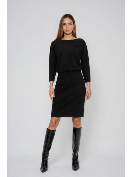 Moodo Čierne šaty zdobené trblietavou niťou Moodo