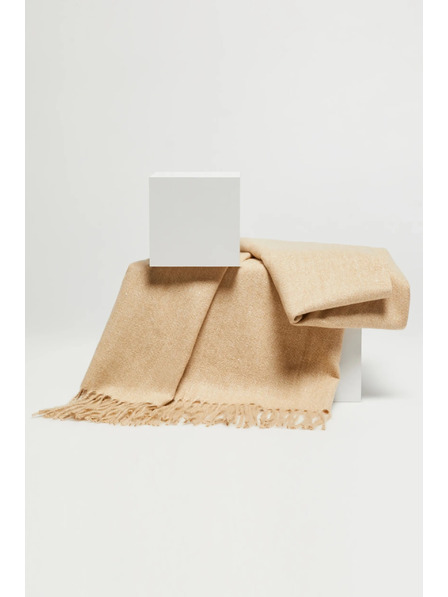 Moodo Hladký béžový šál so strapcami Moodo