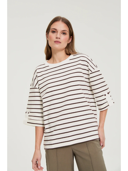 Moodo Pruhovaná mikina biela Moodo