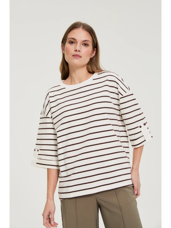 Moodo Pruhovaná mikina biela Moodo