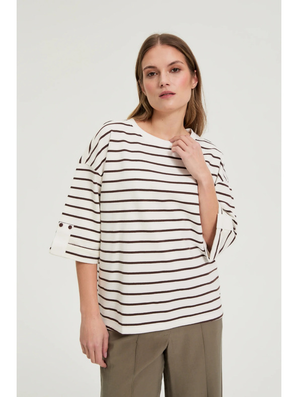 Moodo Pruhovaná mikina biela Moodo