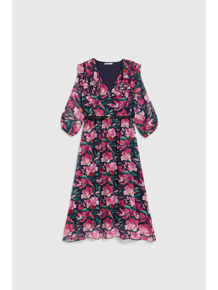 Moodo Tmavo modré kvetinové šaty Moodo