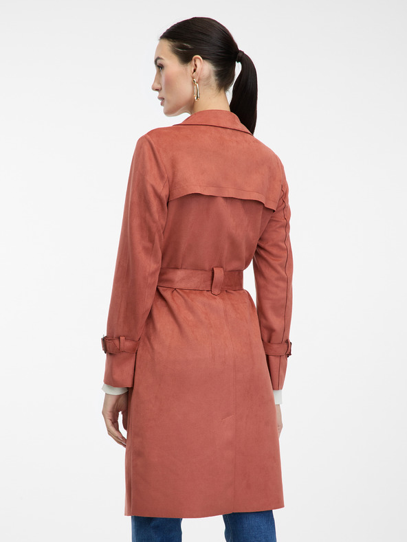 Orsay Tehlový dámsky trenčkot v semišovej úprave ORSAY