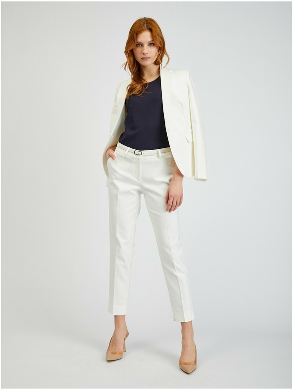 Orsay Biele dámske široké nohavice s opaskom ORSAY