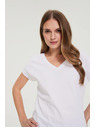 Moodo Bavlnené tričko s výstrihom do V biela Moodo