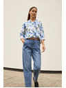 Moodo Mikina s kvetmi modrá Moodo