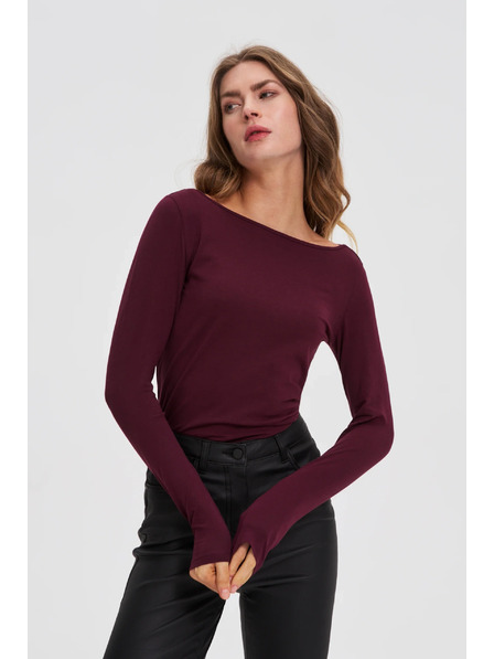 Moodo Priliehavá blúzka s dlhými rukávmi vínová Moodo