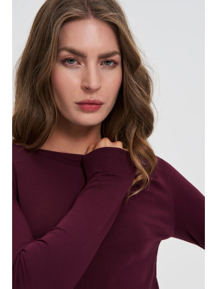Moodo Priliehavá blúzka s dlhými rukávmi vínová Moodo