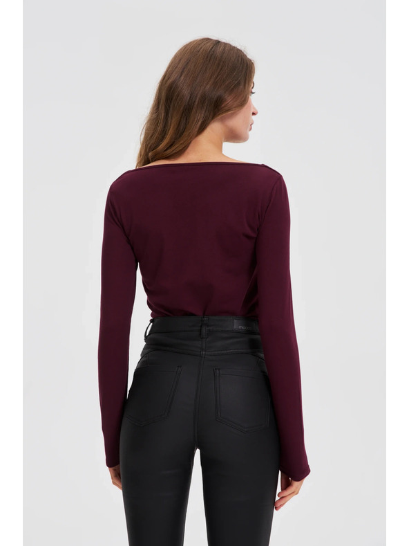 Moodo Priliehavá blúzka s dlhými rukávmi vínová Moodo