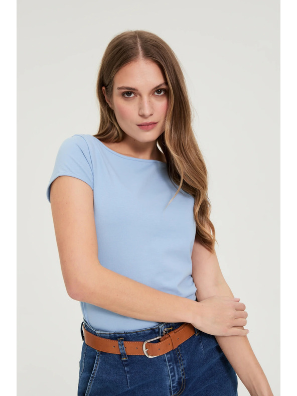 Moodo Bavlnené tričko modré Moodo