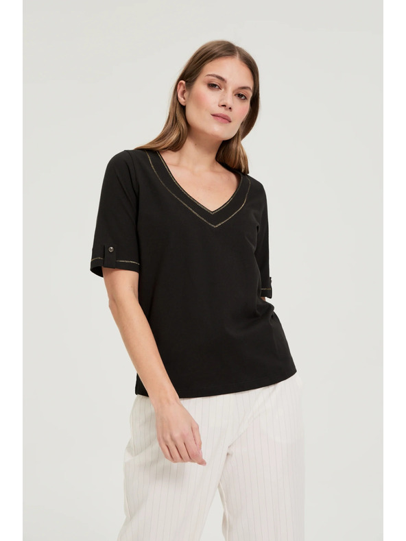 Moodo Blúzka s výstrihom do "V" čierna Moodo
