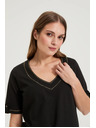 Moodo Blúzka s výstrihom do "V" čierna Moodo