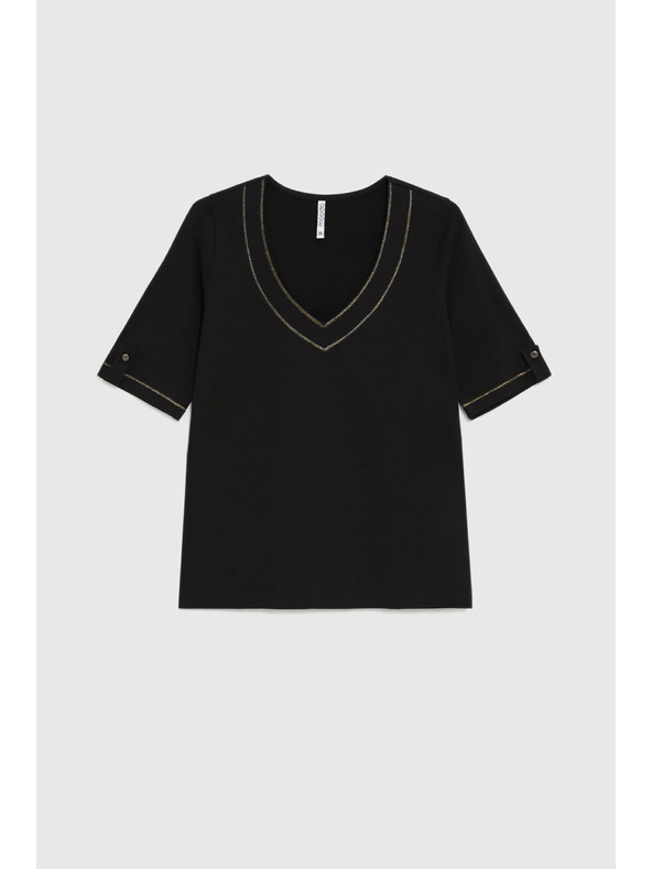 Moodo Blúzka s výstrihom do "V" čierna Moodo