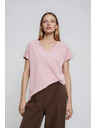 Moodo Bavlnené tričko s V výstrihom svetlo ružové Moodo