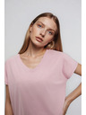 Moodo Bavlnené tričko s V výstrihom svetlo ružové Moodo