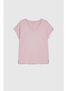 Moodo Bavlnené tričko s V výstrihom svetlo ružové Moodo