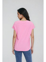 Moodo Bavlnené tričko s V výstrihom ružové Moodo