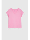 Moodo Bavlnené tričko s V výstrihom ružové Moodo