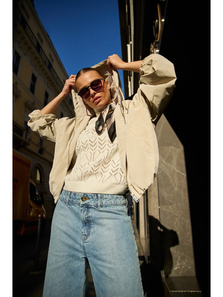 Moodo Tenká bunda s kapucňou béžová Moodo