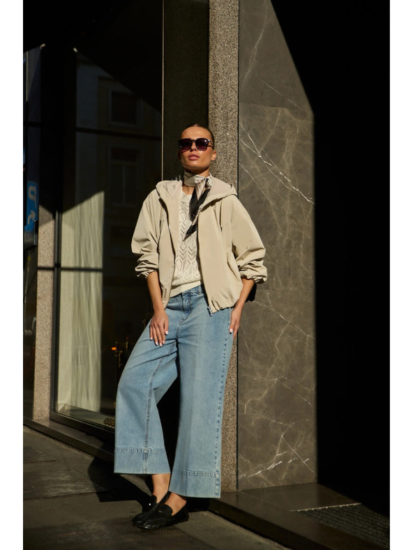 Moodo Tenká bunda s kapucňou béžová Moodo