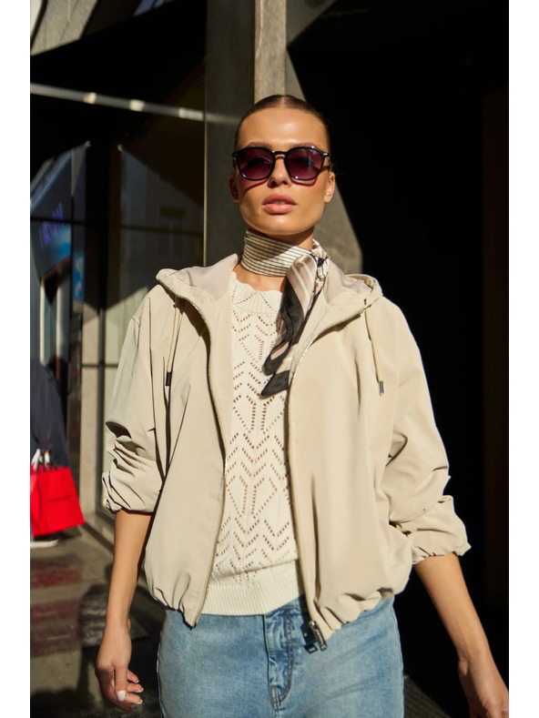 Moodo Tenká bunda s kapucňou béžová Moodo