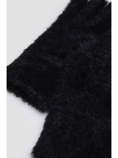 Moodo Kožušinové rukavice čierne Moodo