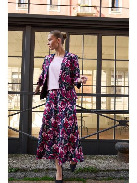 Moodo Sukňa s kvetmi tmavomodrá Moodo