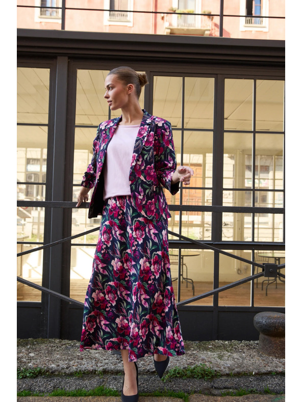 Moodo Sukňa s kvetmi tmavomodrá Moodo