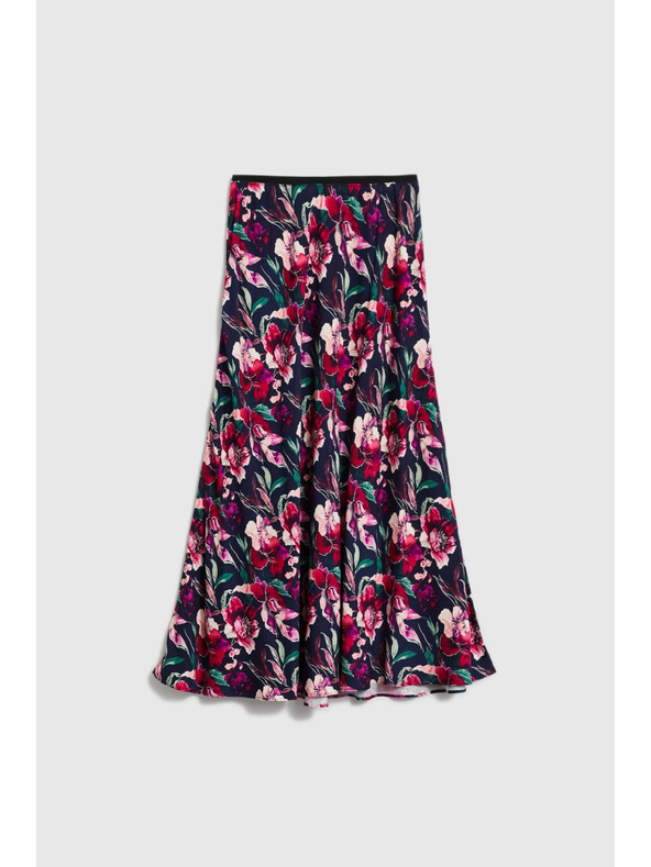 Moodo Sukňa s kvetmi tmavomodrá Moodo