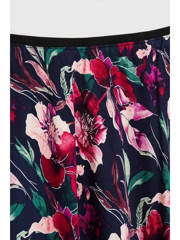 Moodo Sukňa s kvetmi tmavomodrá Moodo