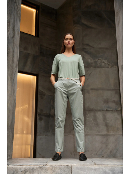 Moodo Bavlnené nohavice olivové Moodo