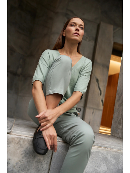 Moodo Bavlnené nohavice olivové Moodo